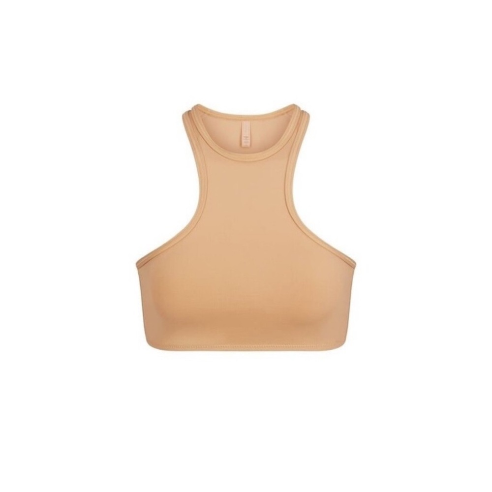 Skims (B9) Swim High Neck Racerback Bikini Top- Ochre Nwt Size L